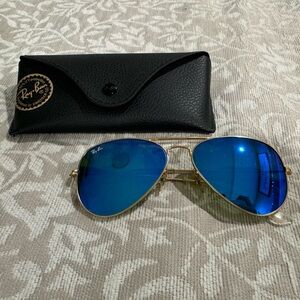 Ray-Ban RB3025 Men's Sunglasses Gold Frame w/ Blue Lenses 58/14